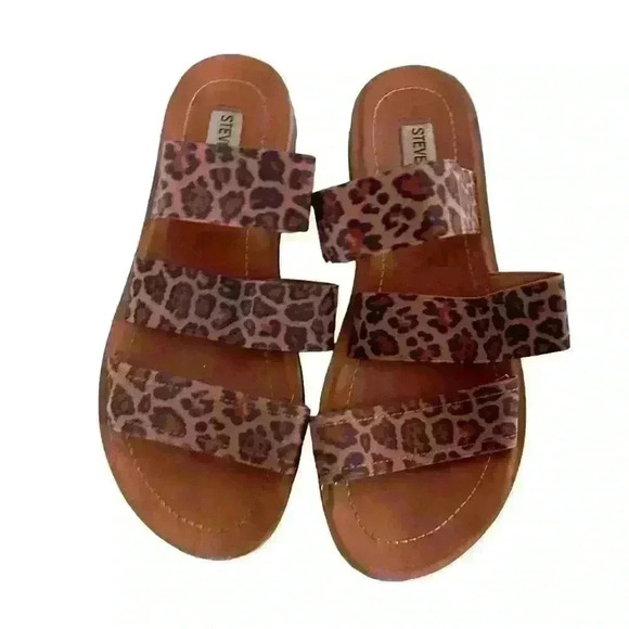 Steve Madden Sandals Leopard Print Pascale Slip on Sandal 3 strap  Size 7 - Picture 4 of 6